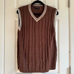 Pacsun Brown Knitted Sweater Vest Size Small academia